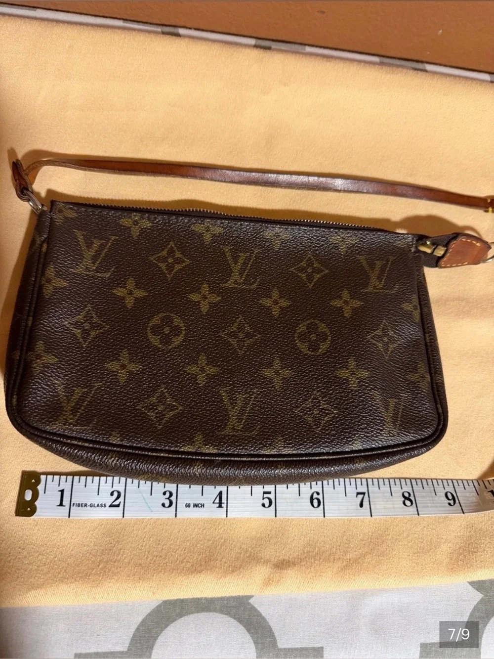 Louis Vuitton Monogram Canvas Mini Pochette in Brown and Gold